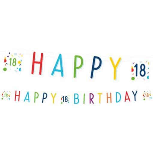 Confetti Birthday Age 18 Letter Banner
