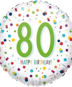 Confetti Birthday Age 80 Balloon