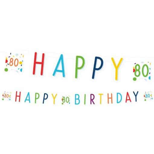Confetti Birthday Age 80 Letter Banner