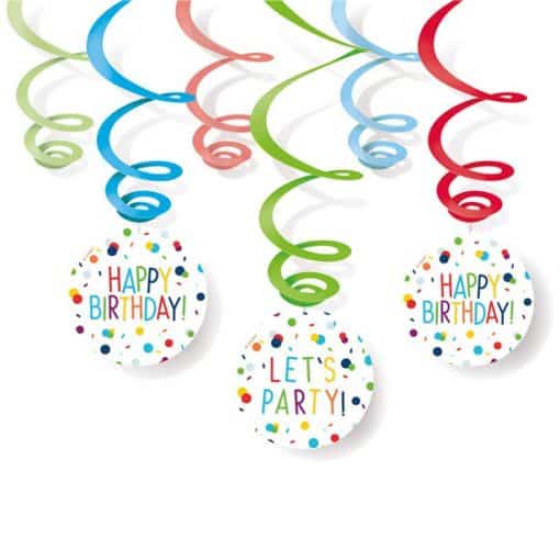 Confetti Birthday Hanging Swirl Decorations