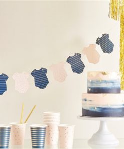 Gender Reveal Navy & Pink Baby Grow Bunting Decoration
