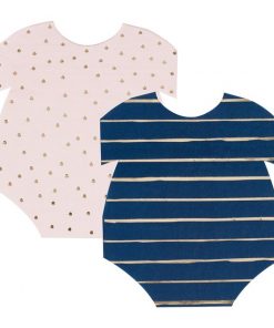 Navy & Pink Baby Grow Shaped Napkins