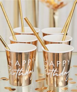 Gold Happy Birthday Paper Cups