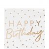 Happy Birthday Gold Polka Dot Paper Napkins, Cups & Plates