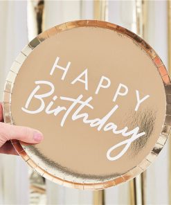 Gold Happy Birthday Paper Plates