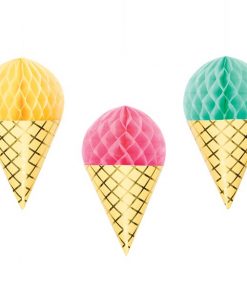 Ice Cream Honeycomb Hanging Cutout Decorations