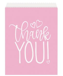 Pink Hearts Thank You Paper Treat Bags