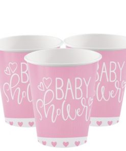 Pink Hearts Printed Baby Shower Paper Cups