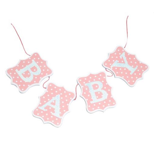 Pink Wooden Baby Bunting Decoration