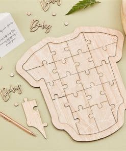 Botanical Baby Shower Wooden Baby Grow Guest Puzzle Book