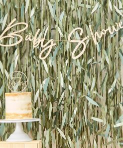 Botanical Wooden Baby Shower Bunting Decoration