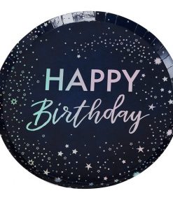 Iridescent Happy Birthday Paper Plates