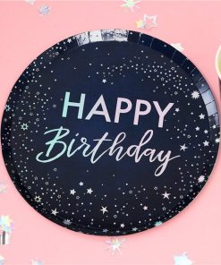 Iridescent Happy Birthday Paper Plates