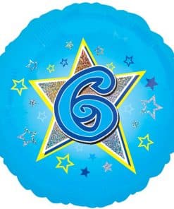 Age 6 Blue Stars Balloon