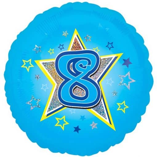 Age 8 Blue Stars Balloon
