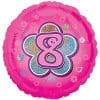 Age 8 Pink Flowers Balloon