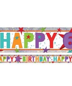 Holographic Happy 6th Birthday Multi Coloured Foil Banner