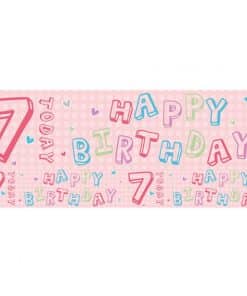 Pink 7th Birthday Foil Banner