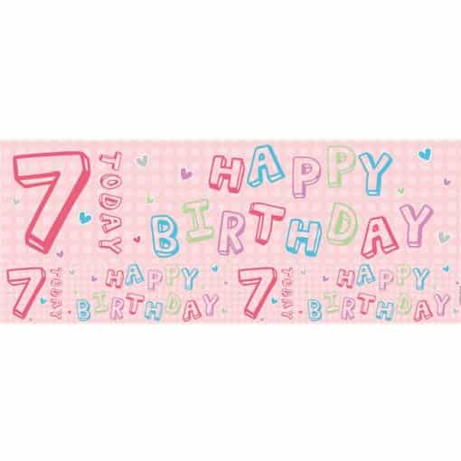 Pink 7th Birthday Foil Banner