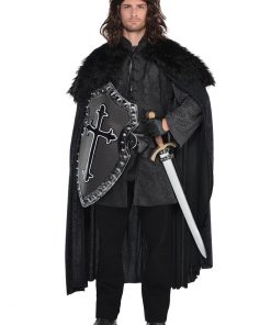 Furry Black Cloak Adult Fancy Dress Costume - Game of Thrones