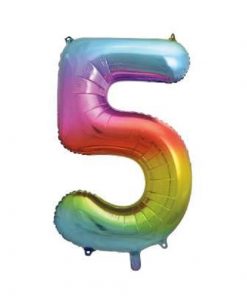 Number Age 5 Giant Rainbow Balloon