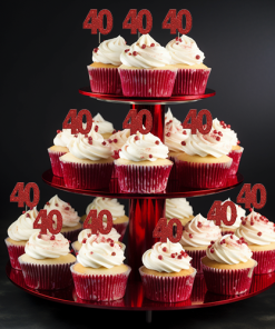 40th Glitter Cupcake Toppers