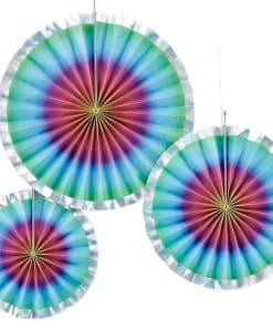 Rainbow Ombre Party Fan Decorations
