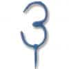 Blue Number 3 Sparkler Candle