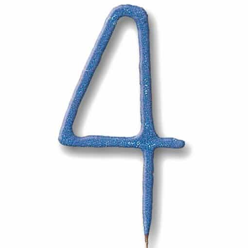 Blue Number 4 Sparkler Candle