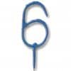 Blue Number 6 Sparkler Candle