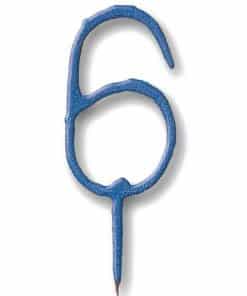 Blue Number 6 Sparkler Candle