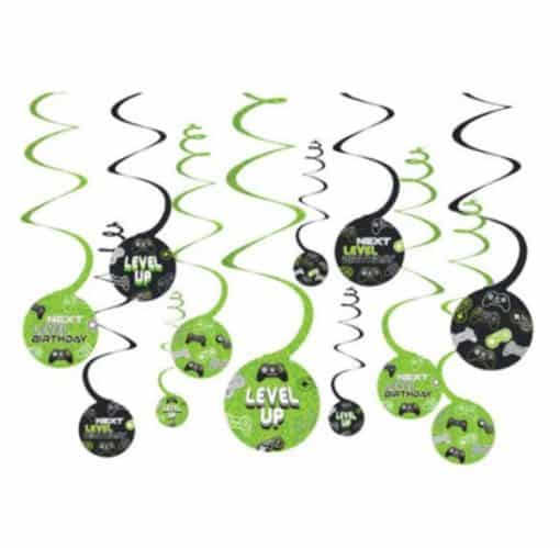 Level Up Gaming Party Swirls Decorations