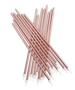 Alternative view of Metallic Rose Gold Extra Tall Birthday Cake Candles (Pk 16)