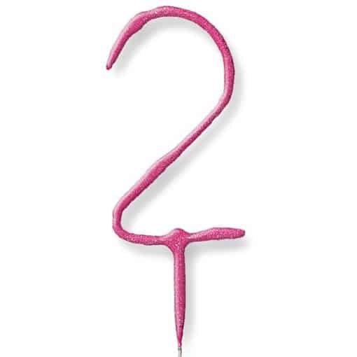 Pink Number 2 Sparkler Candle