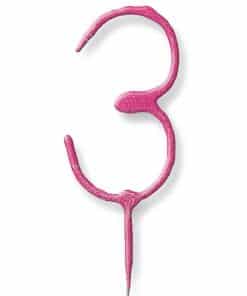 Pink Number 3 Sparkler Candle