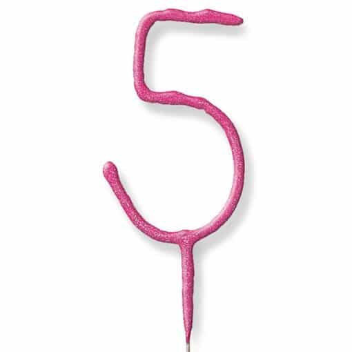 Pink Number 5 Sparkler Candle