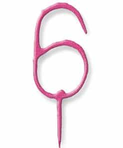 Pink Number 6 Sparkler Candle