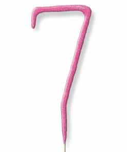Pink Number 7 Sparkler Candle