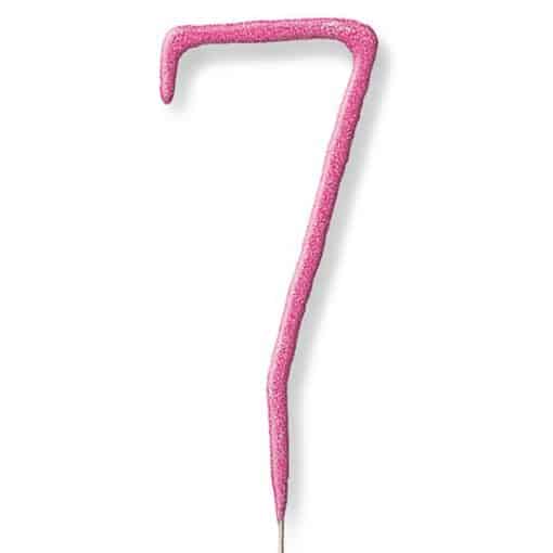 Pink Number 7 Sparkler Candle