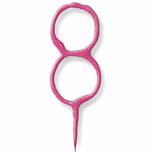 Pink Number 8 Sparkler Candle