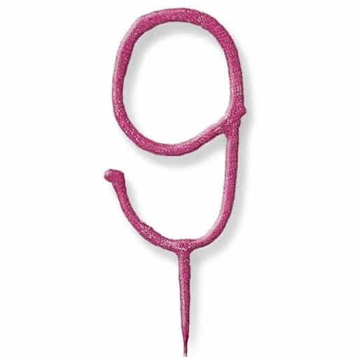 Pink Number 9 Sparkler Candle
