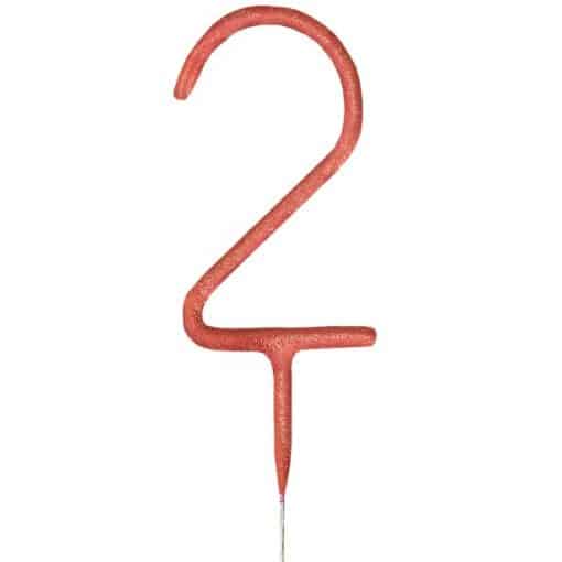 Rose Gold Number 2 Sparkler Candle