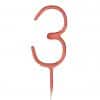 Rose Gold Number 3 Sparkler Candle