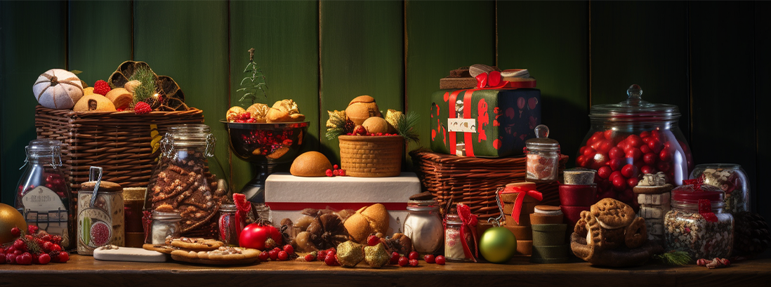 Red & Green Christmas Hamper Basket