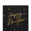 Happy New Year Black Metallic Napkins