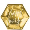 Happy New Year Metallic Gold Paper Hexagonal Plates