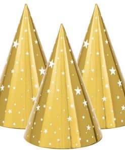Metallic Gold Star Cone Hats