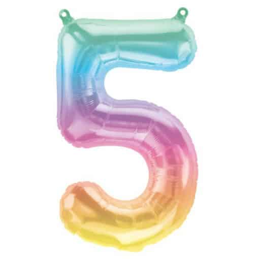 Pastel Ombre Number 5 Balloon