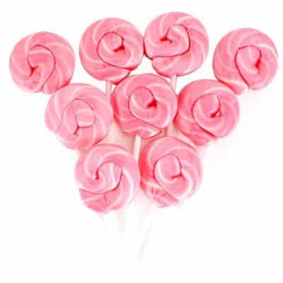 Pink & White Mini Swirl Lollipops