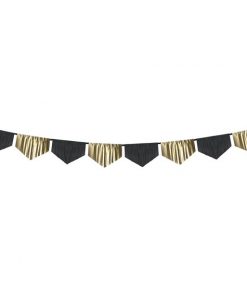 Black & Gold Scalloped Fringe Garland